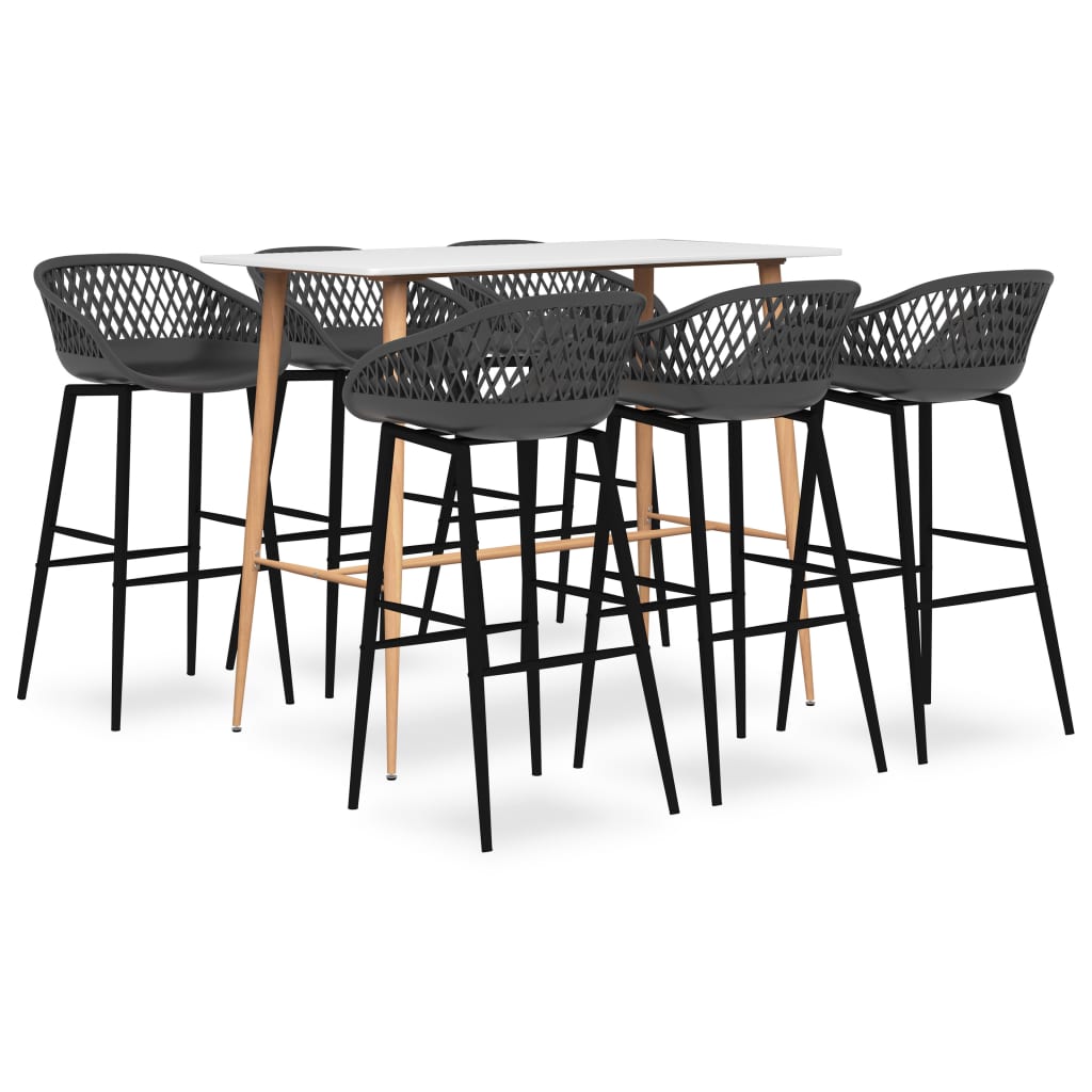 7 Pcs conjunto de bar branco e cinzento
