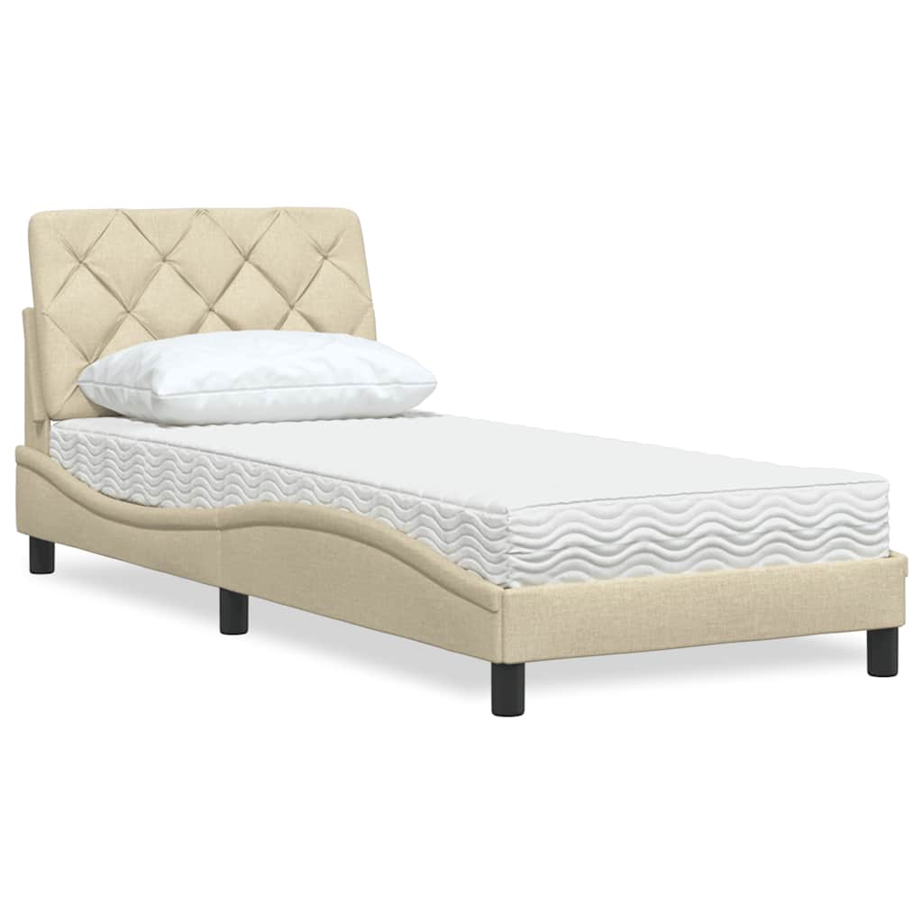 Cama com colchão 80x200 cm tecido cor creme