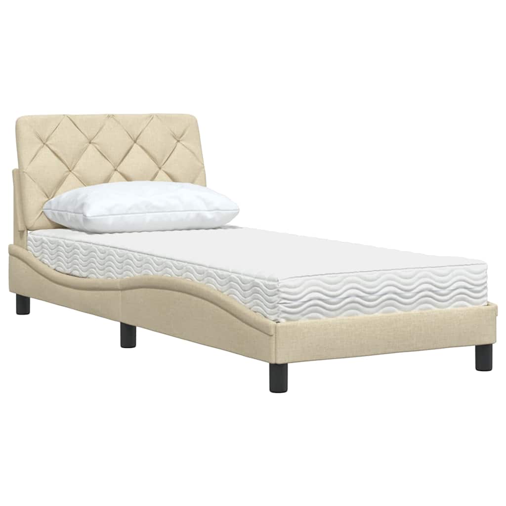 Cama com colchão 80x200 cm tecido cor creme