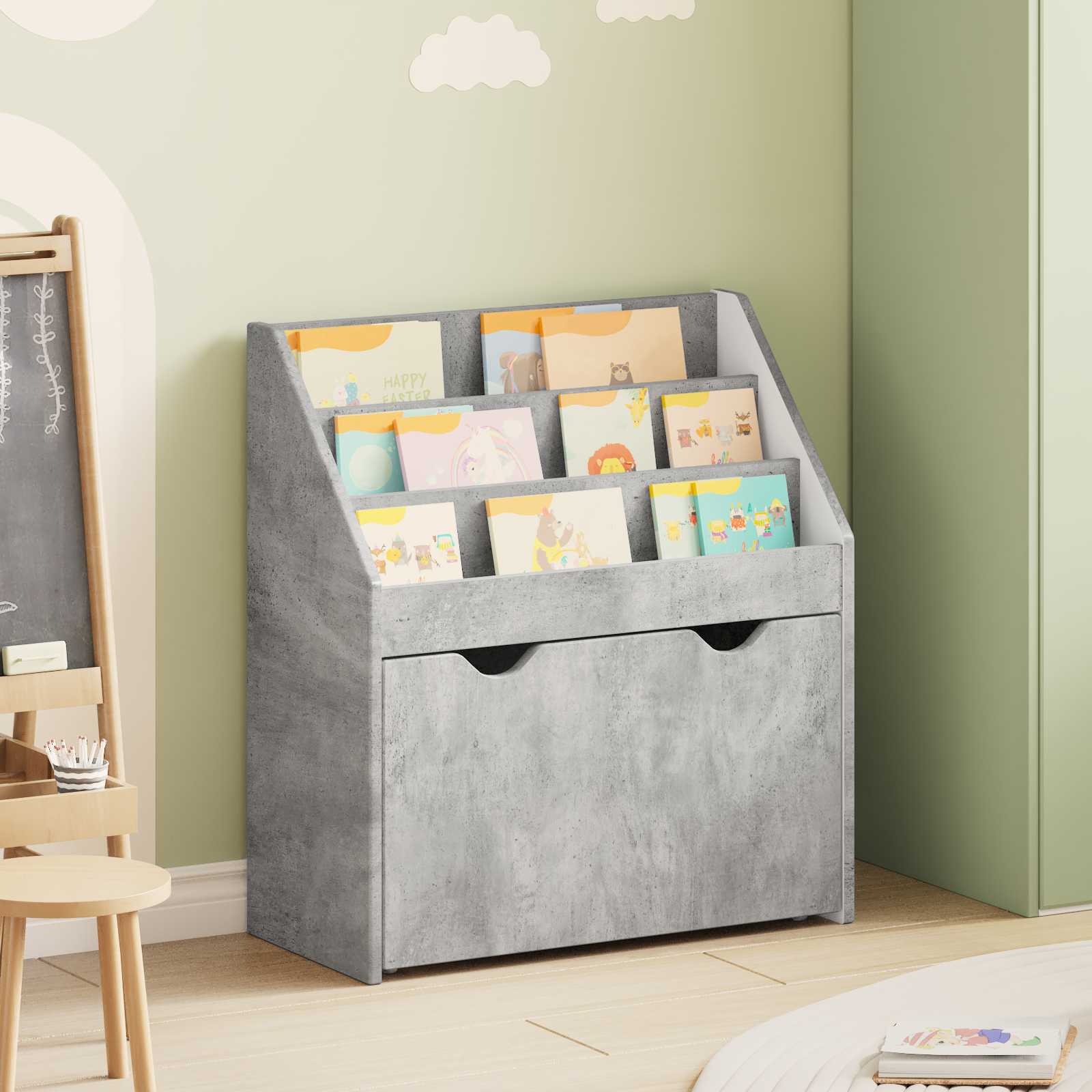 Estante infantil com gaveta cinzento 60 x 29,5 x 69 cm
