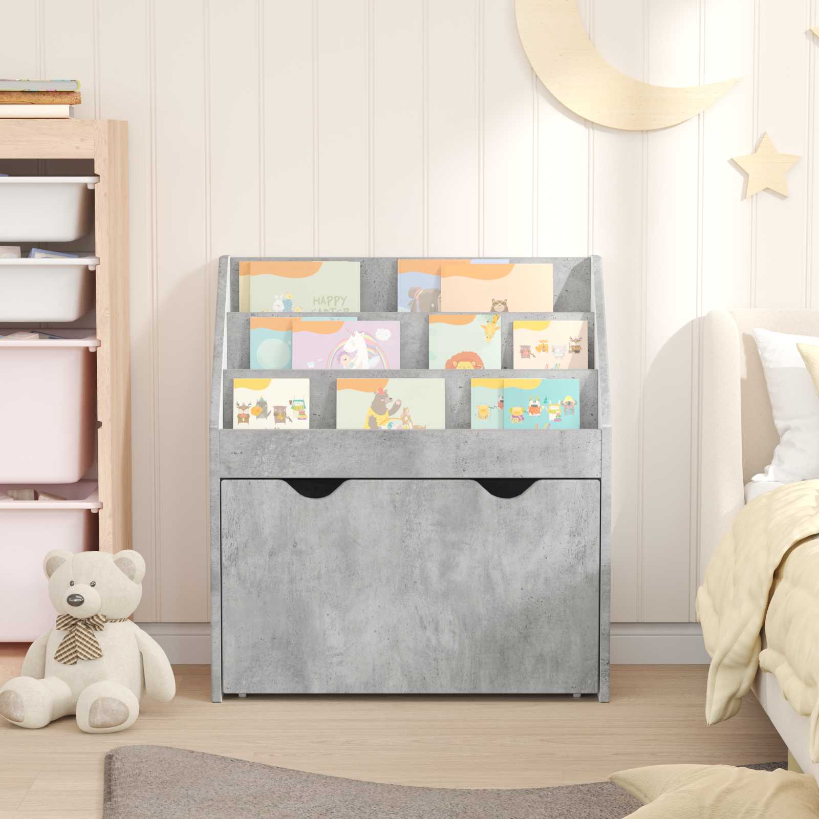 Estante infantil com gaveta cinzento 60 x 29,5 x 69 cm