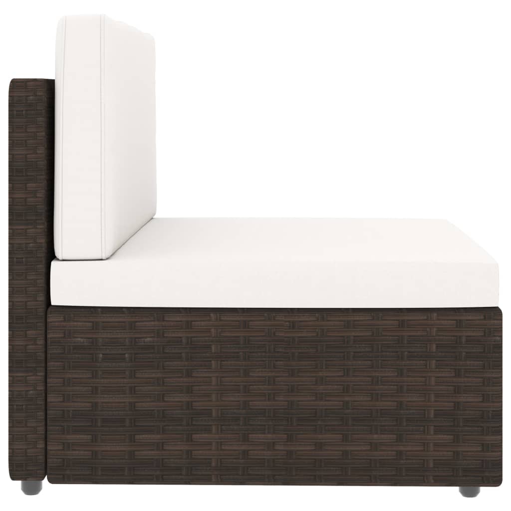 6 Pcs conjunto lounge p/ jardim c/ almofadões vime PE castanho