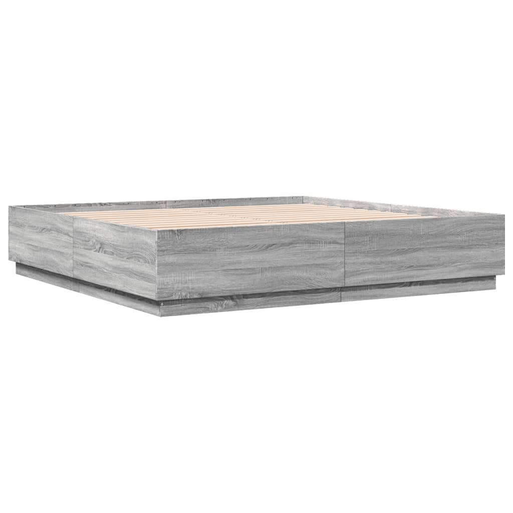 Estrutura de cama 180x200 cm derivados de madeira cinza sonoma
