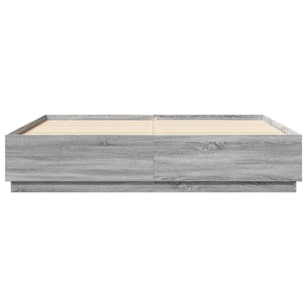 Estrutura de cama 180x200 cm derivados de madeira cinza sonoma