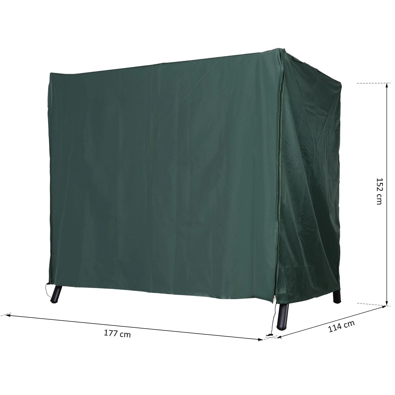 Capa para móveis de jardim capa protetora para baloiços de exterior com zíper 177x114x152cm verde