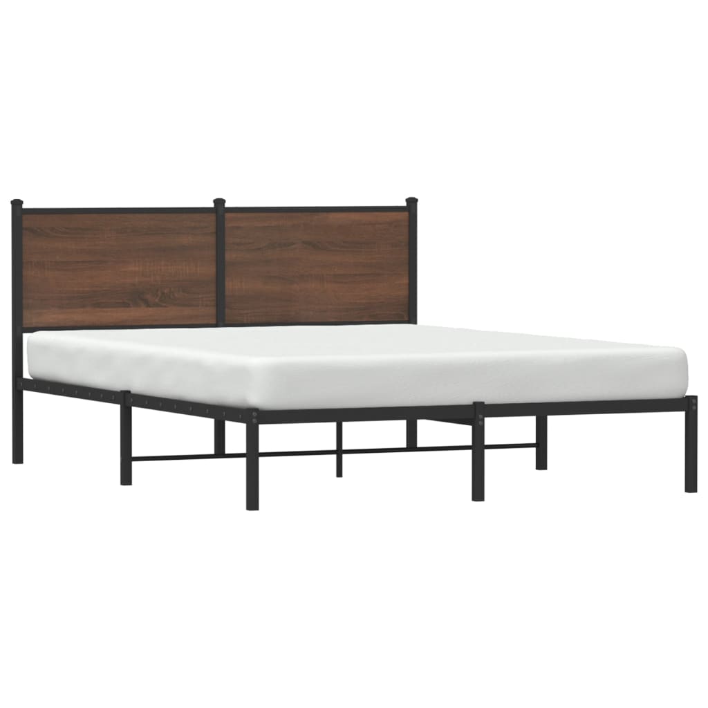 Estrutura de cama sem colchão 140x200cm metal carvalho castanho