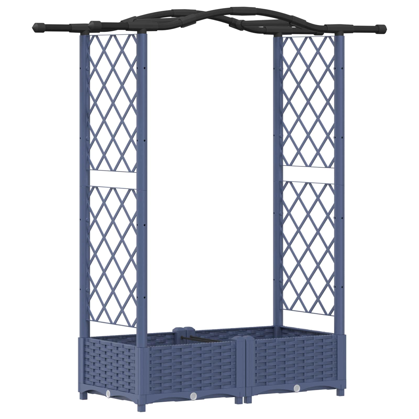 Cama elevada com treliça e telhado cinzento 124 x 40 x 123 cm
