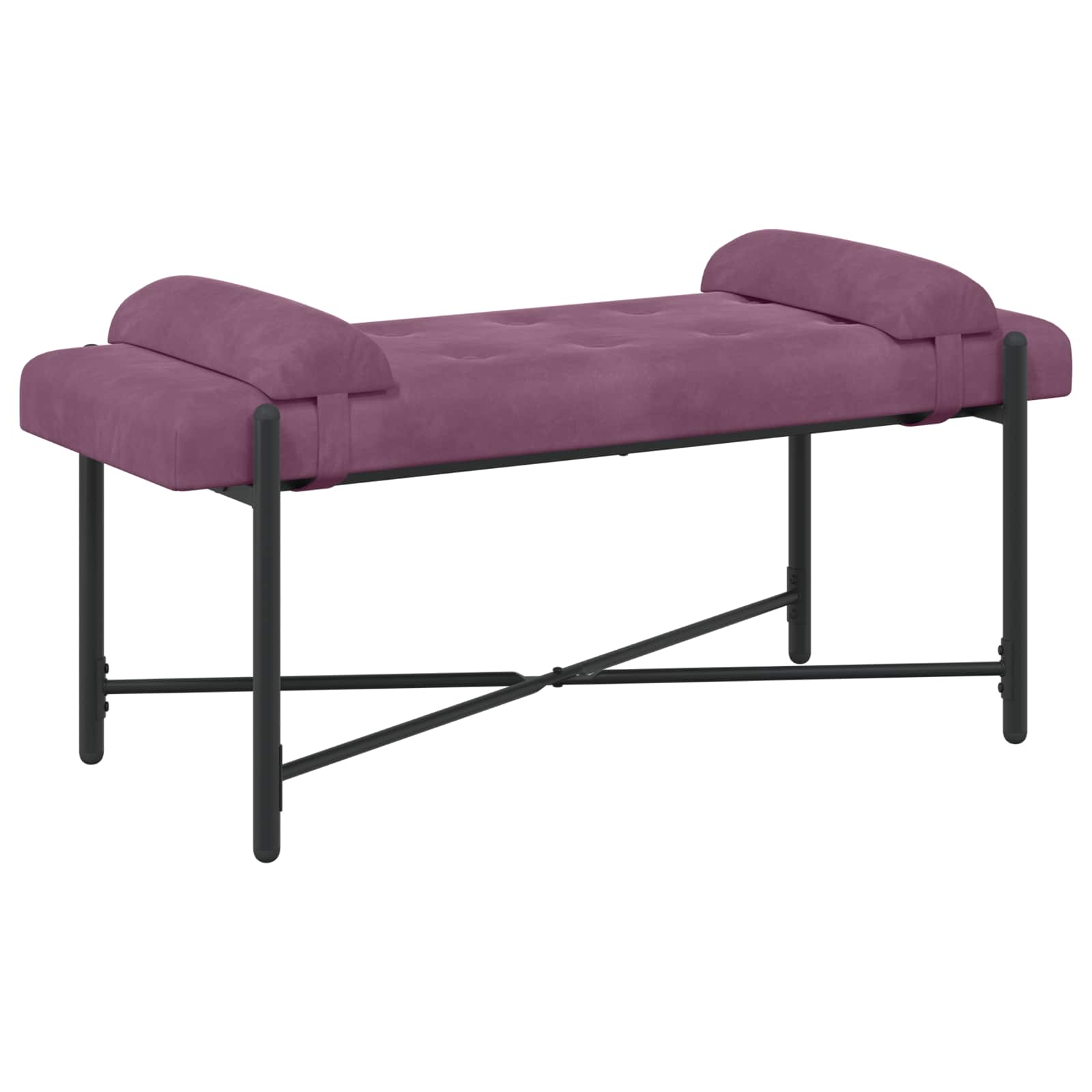 Banco com botões e travesseiros roxo 110 x 40 x 46 cm veludo