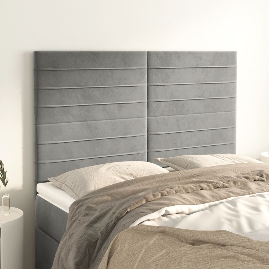 Cabeceira cinza claro 144x5x118/128 cm veludo