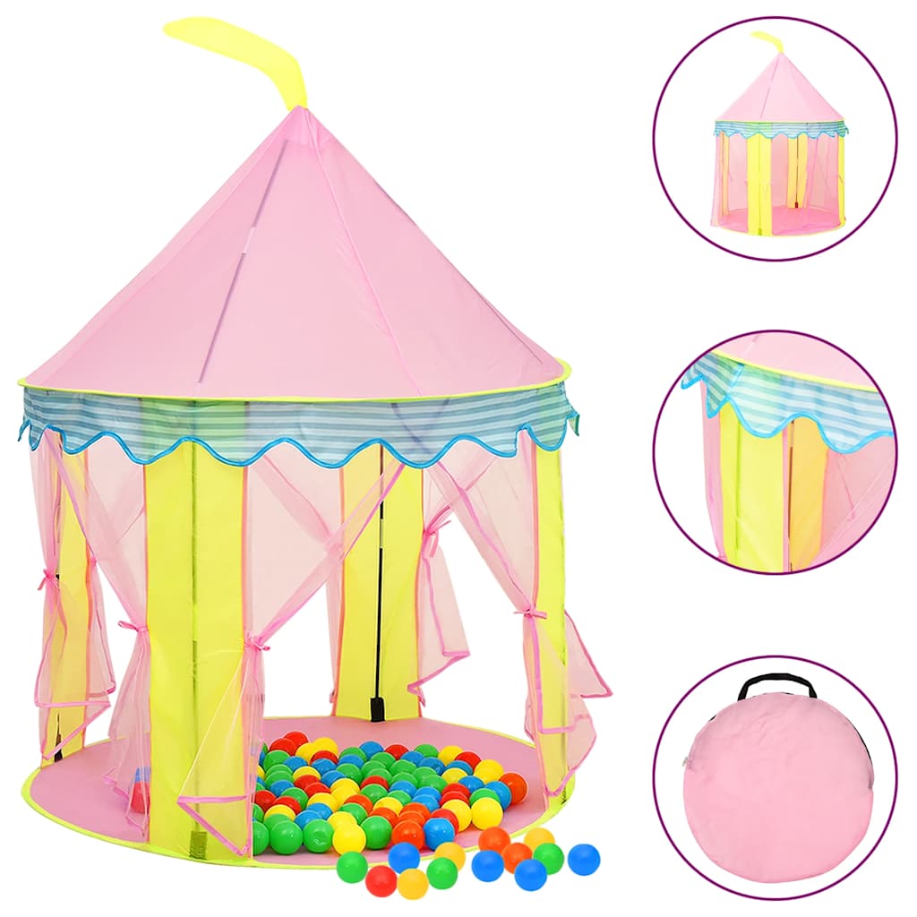 Tenda de brincar infantil com 250 bolas 100x100x127 cm rosa