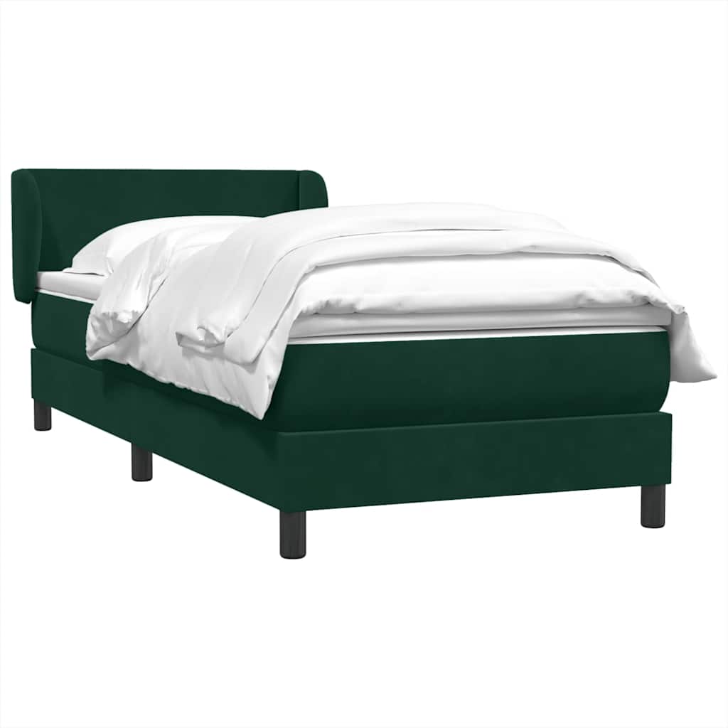 Cama com molas/colchão verde-escuro 80x220 cm veludo