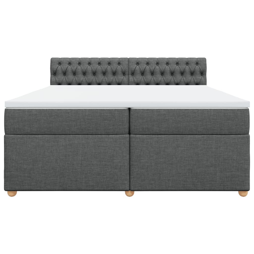 Cama com molas/colchão 200x200 cm tecido cinzento-escuro