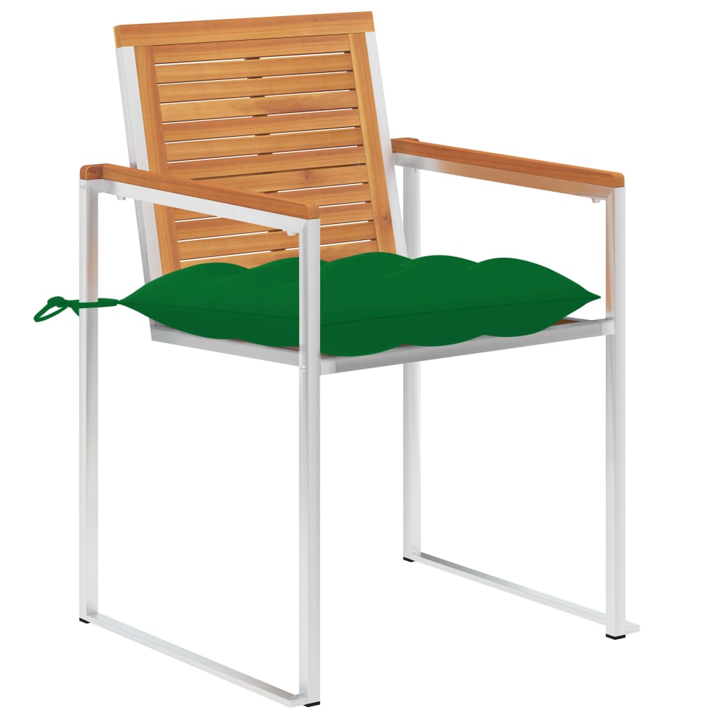 Cadeiras de jardim com almofadões 2 pcs acácia maciça e aço