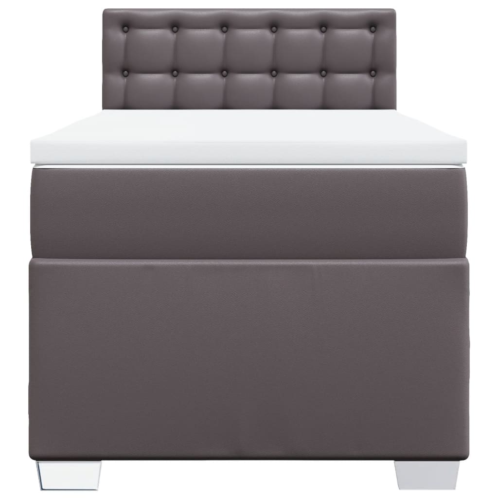 Cama com molas/colchão 90x190 cm couro artificial cinzento