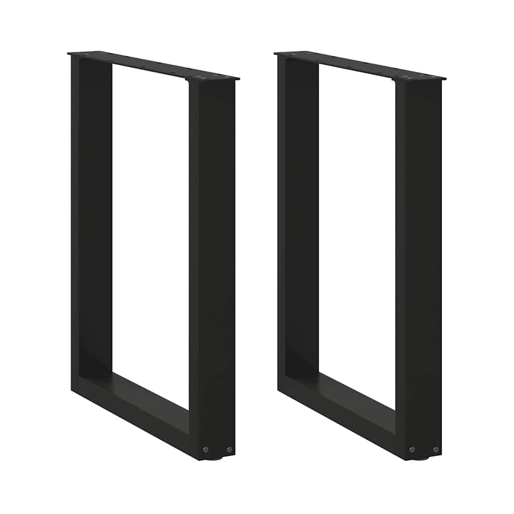 Pés de mesa de jantar em forma de u, 2 peças, preto, 70 x (72-73) cm, aço