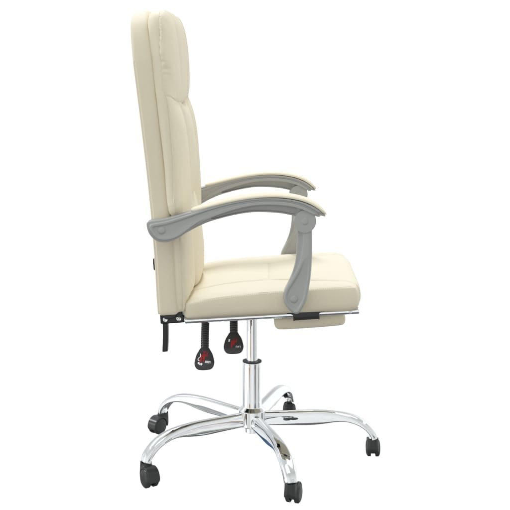 Cadeira de escritório reclinável couro artificial cor creme