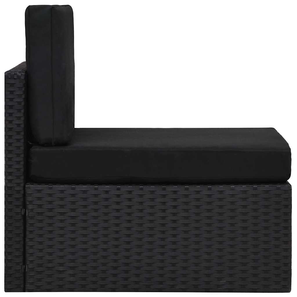 6 Pcs conjunto lounge de jardim c/ almofadões vime PE preto