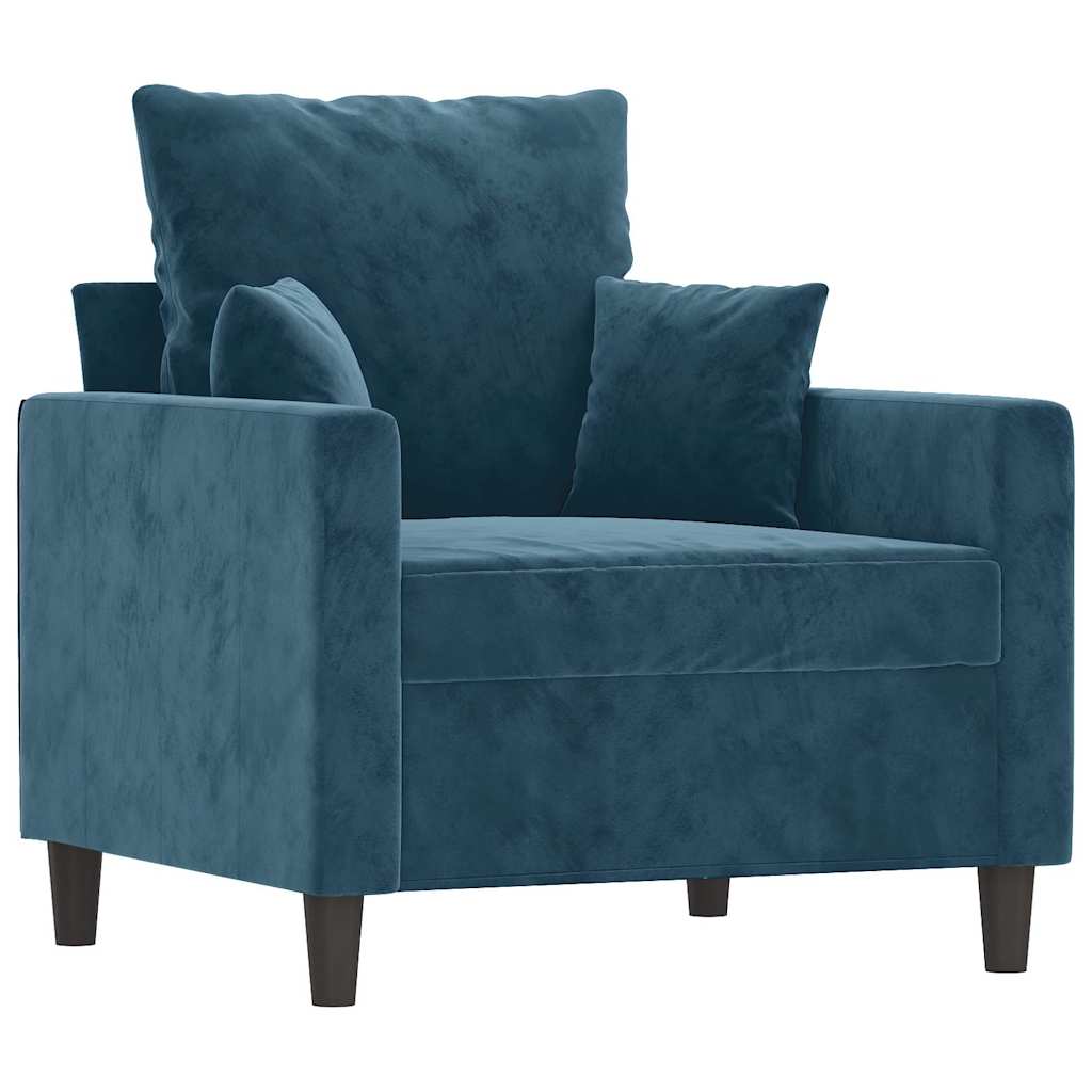 Poltrona com apoio de pés 60 cm veludo azul