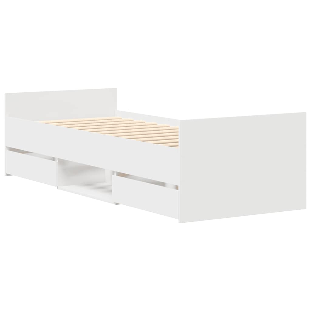 Estrutura de cama c/ painéis cabeceira e pés 90x190 cm branco