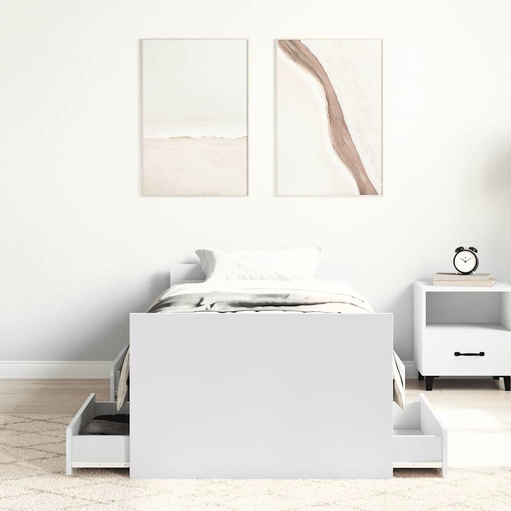 Estrutura de cama c/ painéis cabeceira e pés 90x190 cm branco