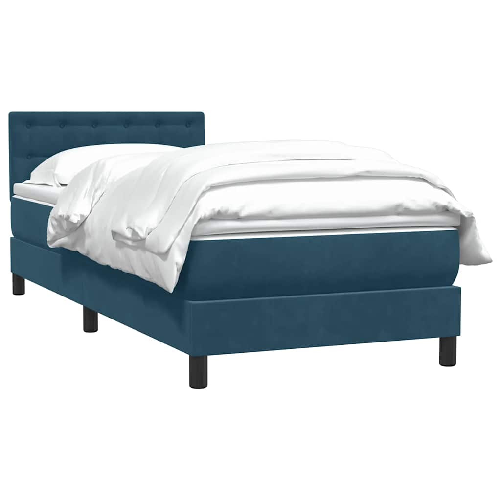 Cama com molas/colchão 80x220 cm veludo azul-escuro