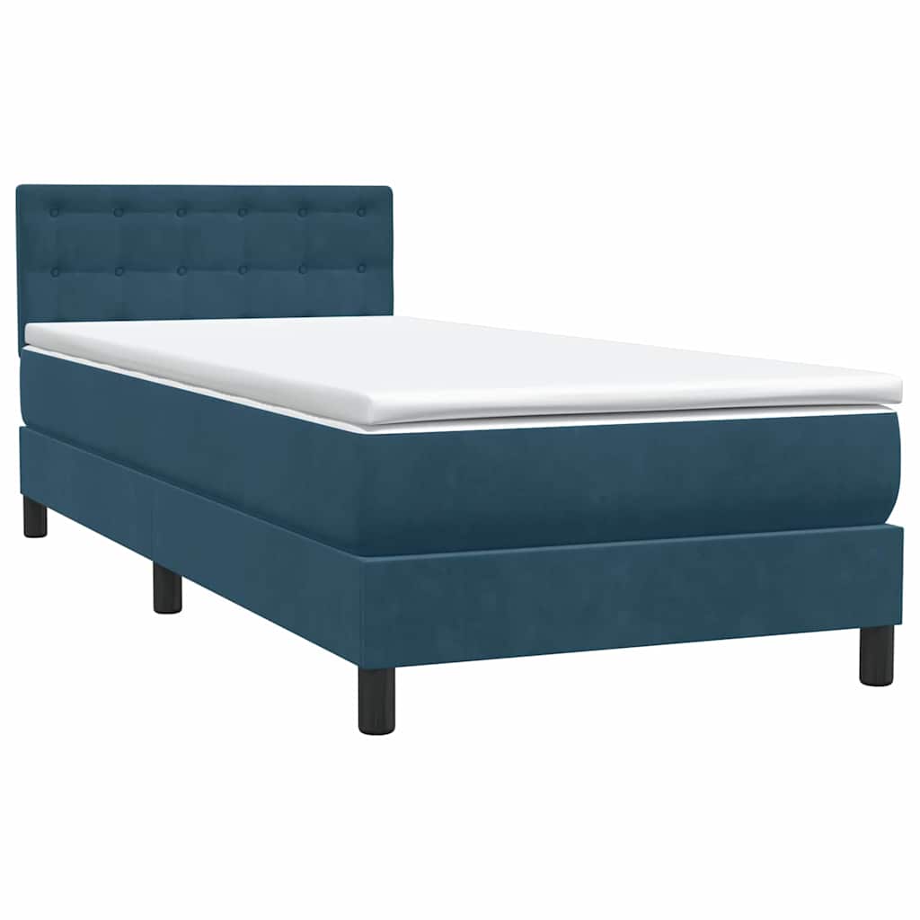 Cama com molas/colchão 80x220 cm veludo azul-escuro