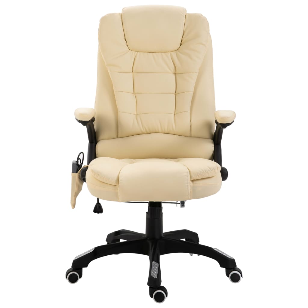 Cadeira de escritório c/ função massagem couro artificial creme