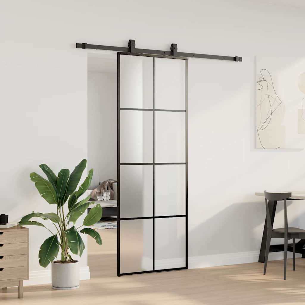 Porta deslizante c/ conj. ferragens 76x205cm vidro esg preto