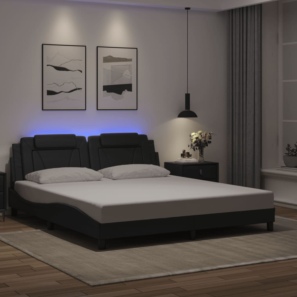 Estrutura de cama viana com LED sem colchão 180x200cm preto