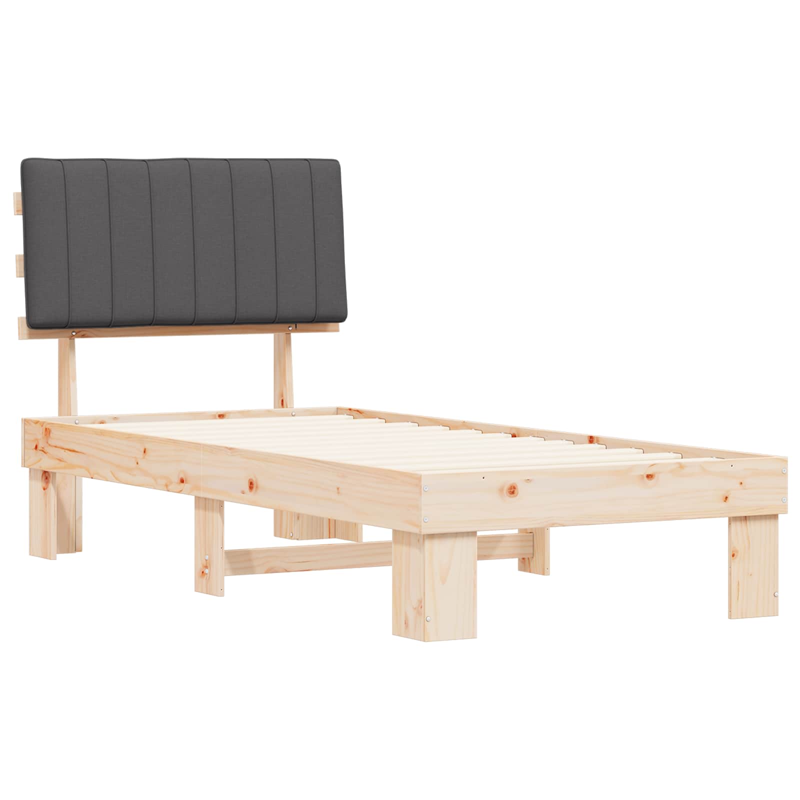 Estrutura de cama com cabeceira estofada cinza escuro
