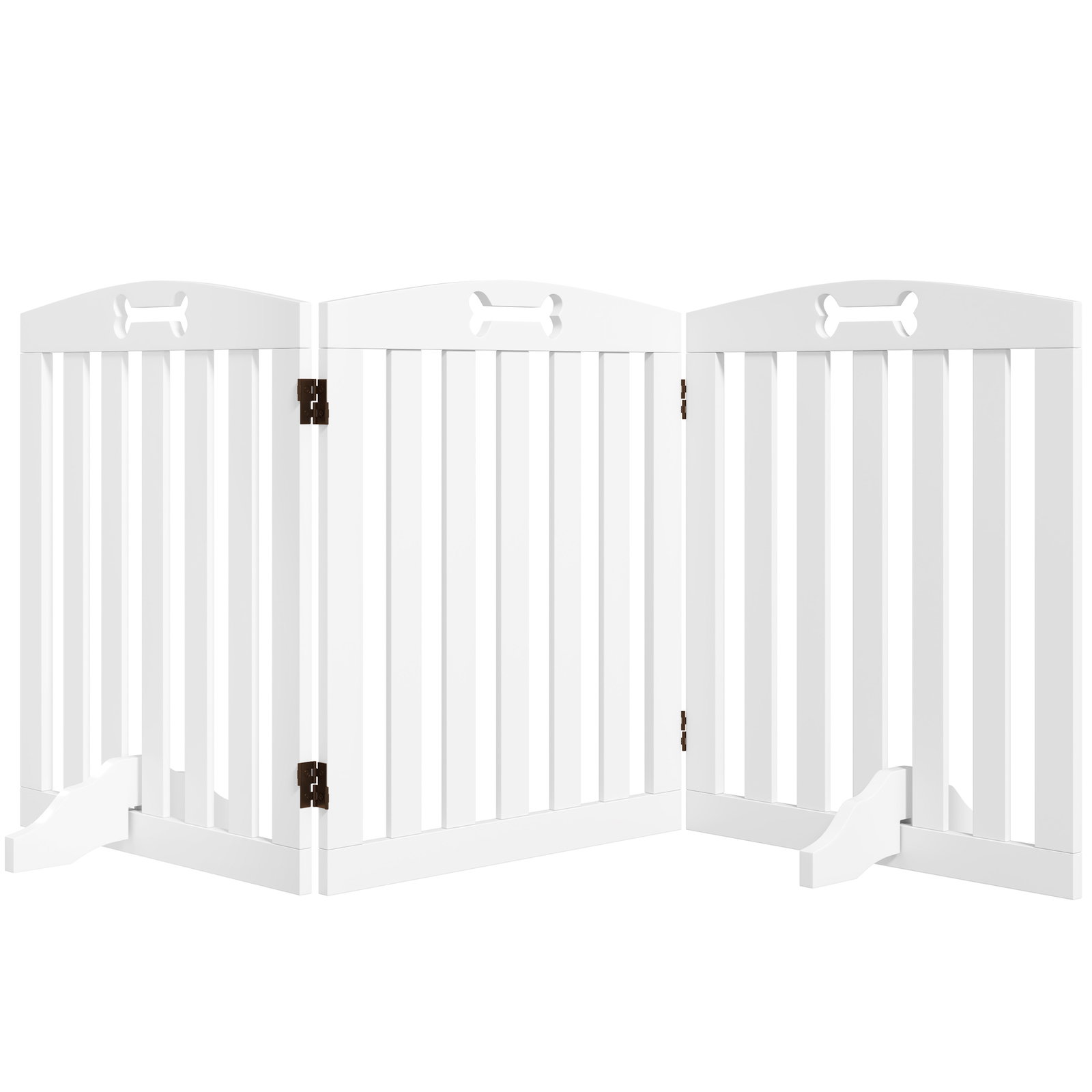 Barreira de segurança dobrável para cães 155 cm vedação para cães médios de 3 painéis com pés removíveis 155x30x61 cm branco