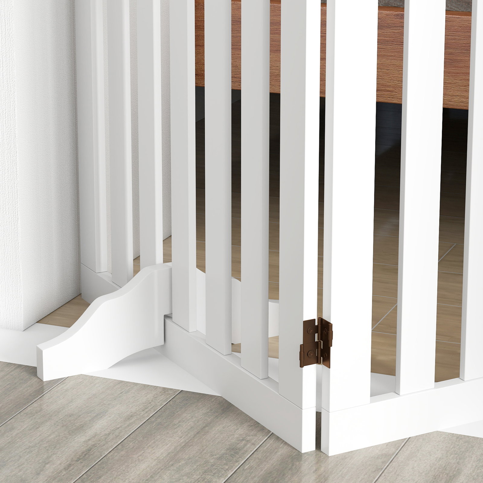 Barreira de segurança dobrável para cães 155 cm vedação para cães médios de 3 painéis com pés removíveis 155x30x61 cm branco