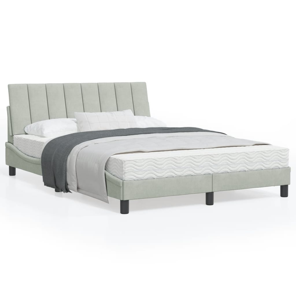 Cama com colchão hanko 120x200 cm veludo cinzento-claro