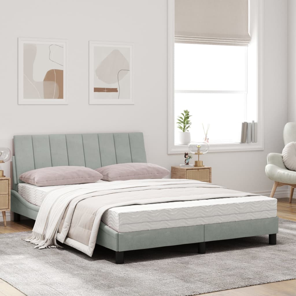 Cama com colchão hanko 120x200 cm veludo cinzento-claro