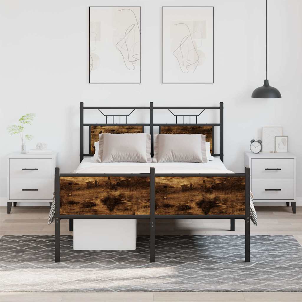 Estrutura de cama s/ colchão derivados madeira carvalho fumado