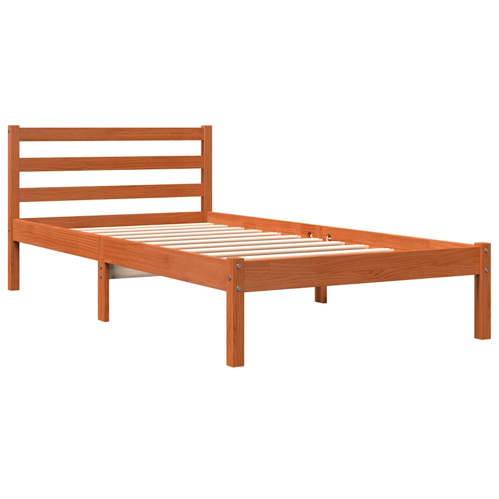 Cama sem colchão 90x190 cm madeira de pinho maciça castanho-mel
