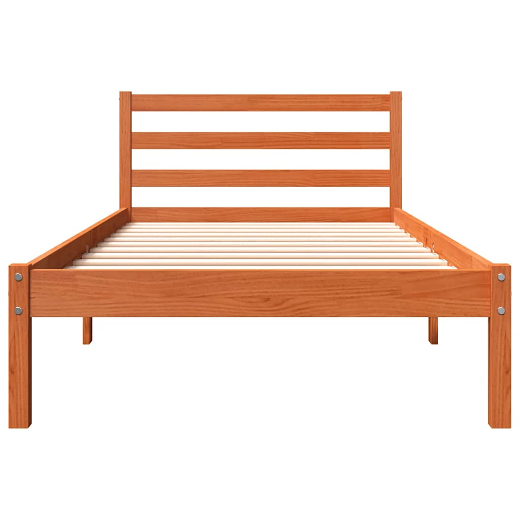 Cama sem colchão 90x190 cm madeira de pinho maciça castanho-mel