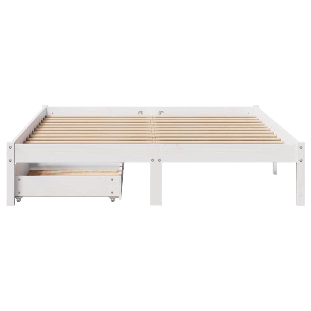 Cama sem colchão 140x200 cm madeira de pinho maciça branco