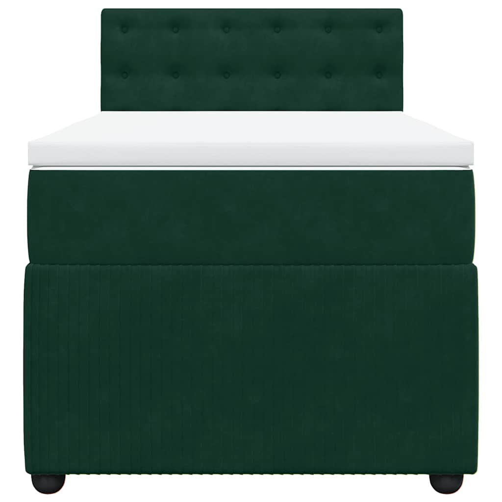 Cama com molas/colchão 80x200 cm veludo verde-escuro