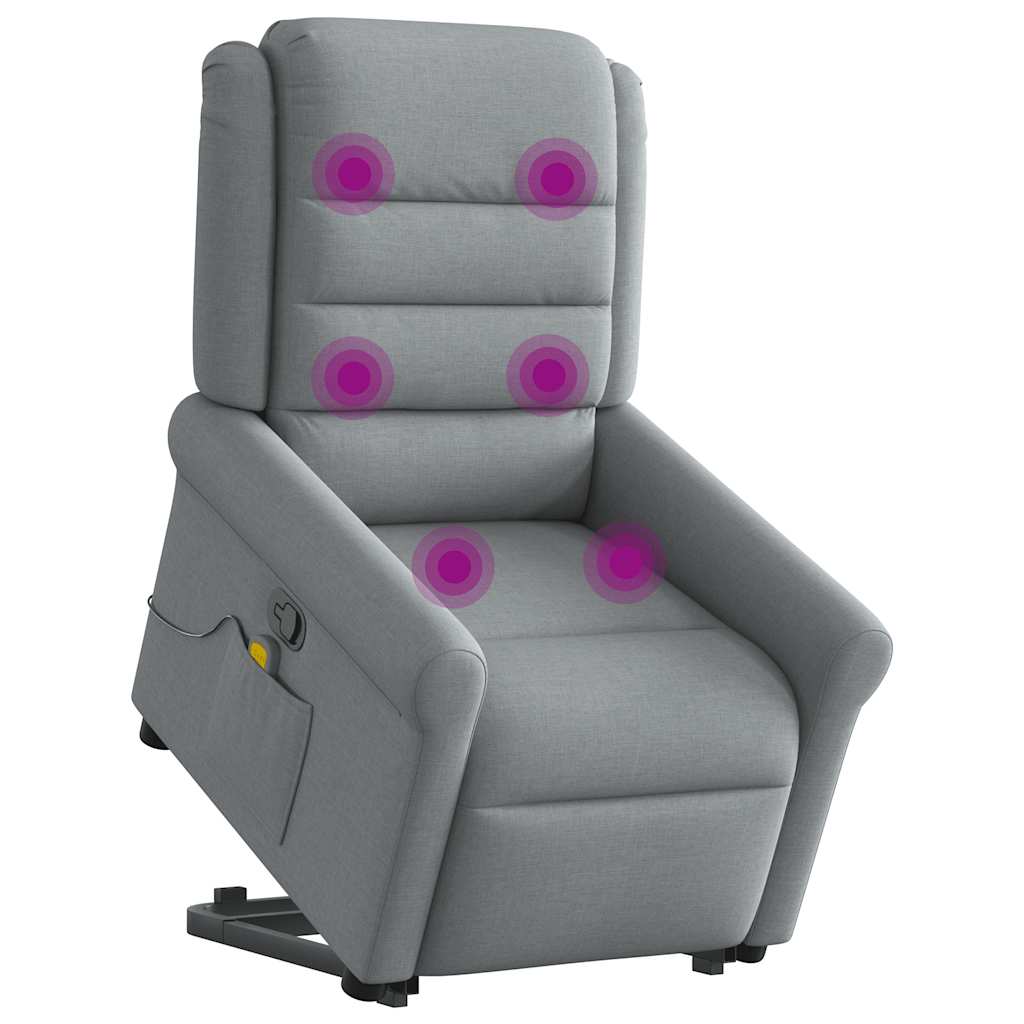 Poltrona reclinável massagens tecido cinzento-claro