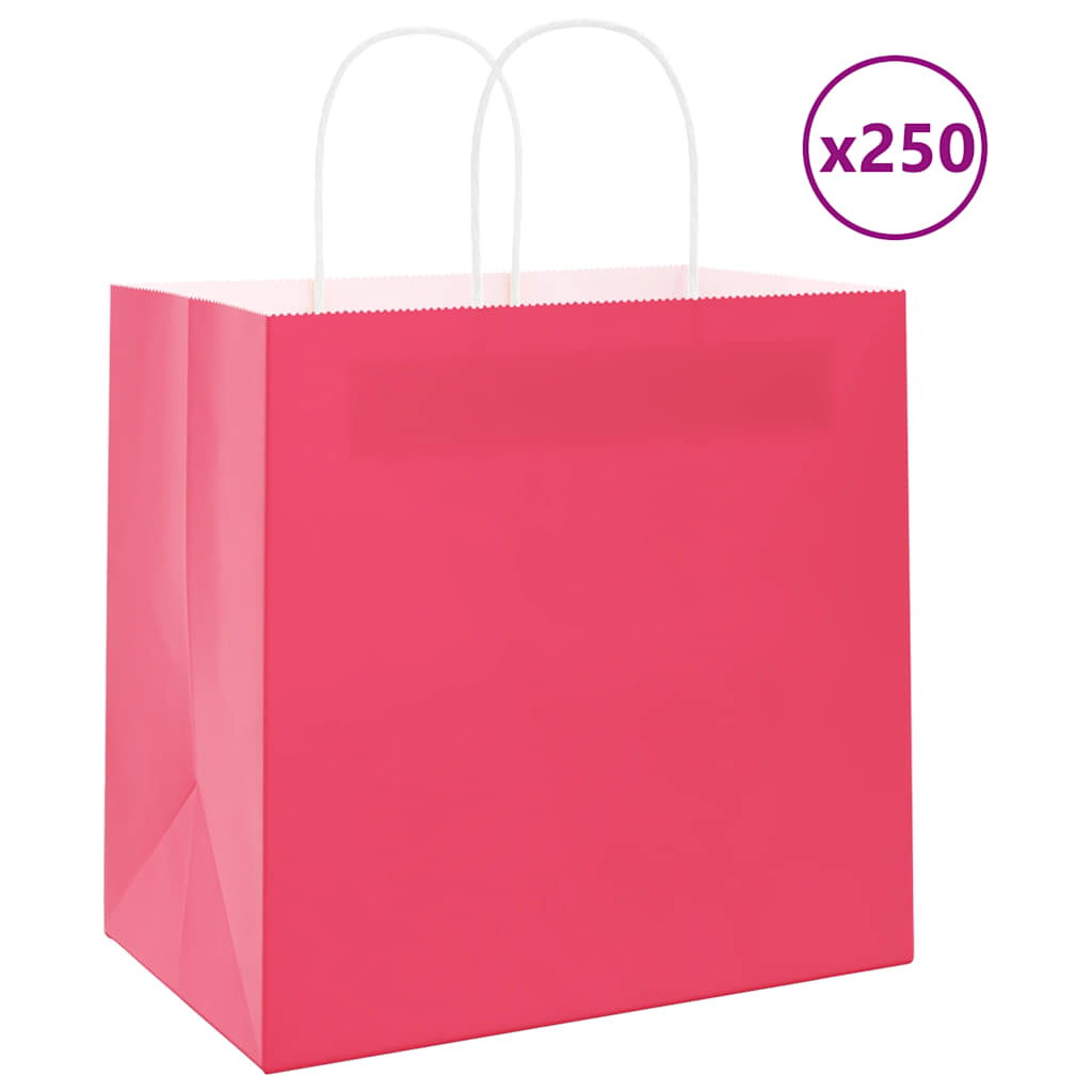 Sacos de papel 250 unid com alças rosa 54x15x49 cm