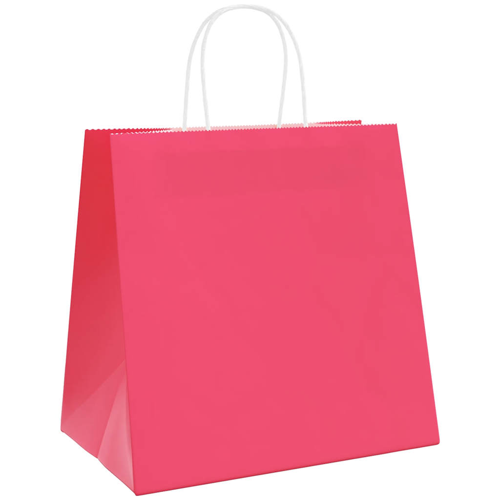 Sacos de papel 250 unid com alças rosa 54x15x49 cm