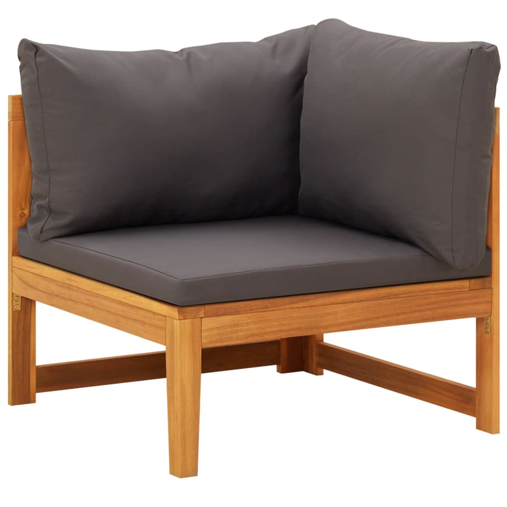 5 Pcs conj. lounge de jardim c/ almofadões cinza-escuro acácia