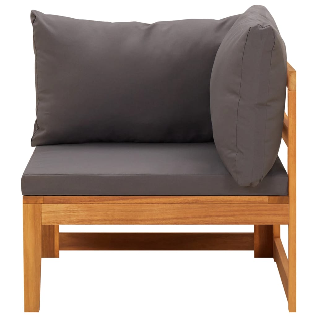 5 Pcs conj. lounge de jardim c/ almofadões cinza-escuro acácia