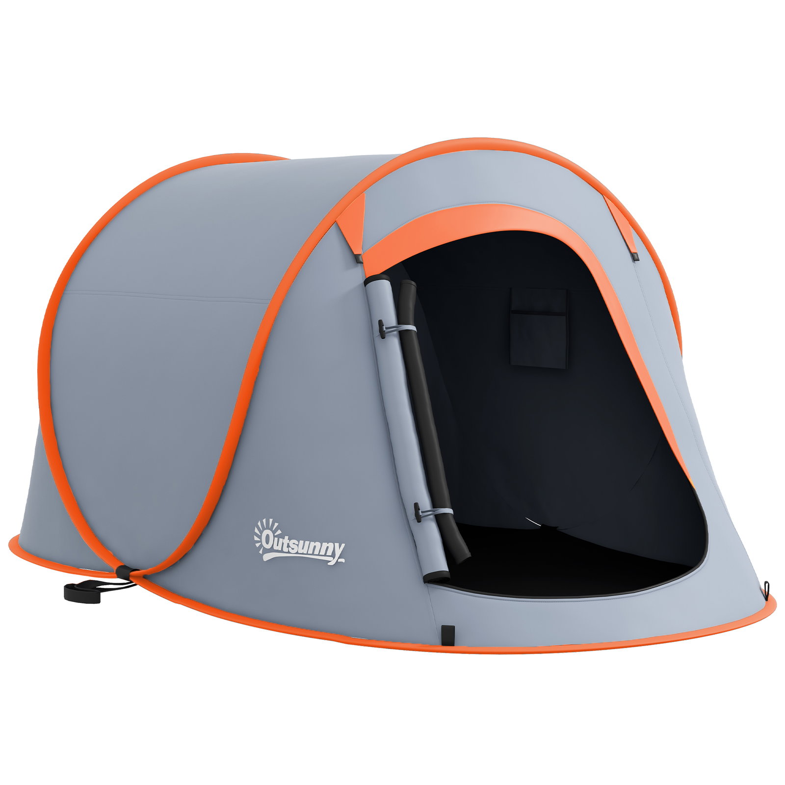 Tenda de campismo para 1-2 pessoas impermeável de 2000 mm com bolsa de transporte para pesca 245x148x105 cm cinzento
