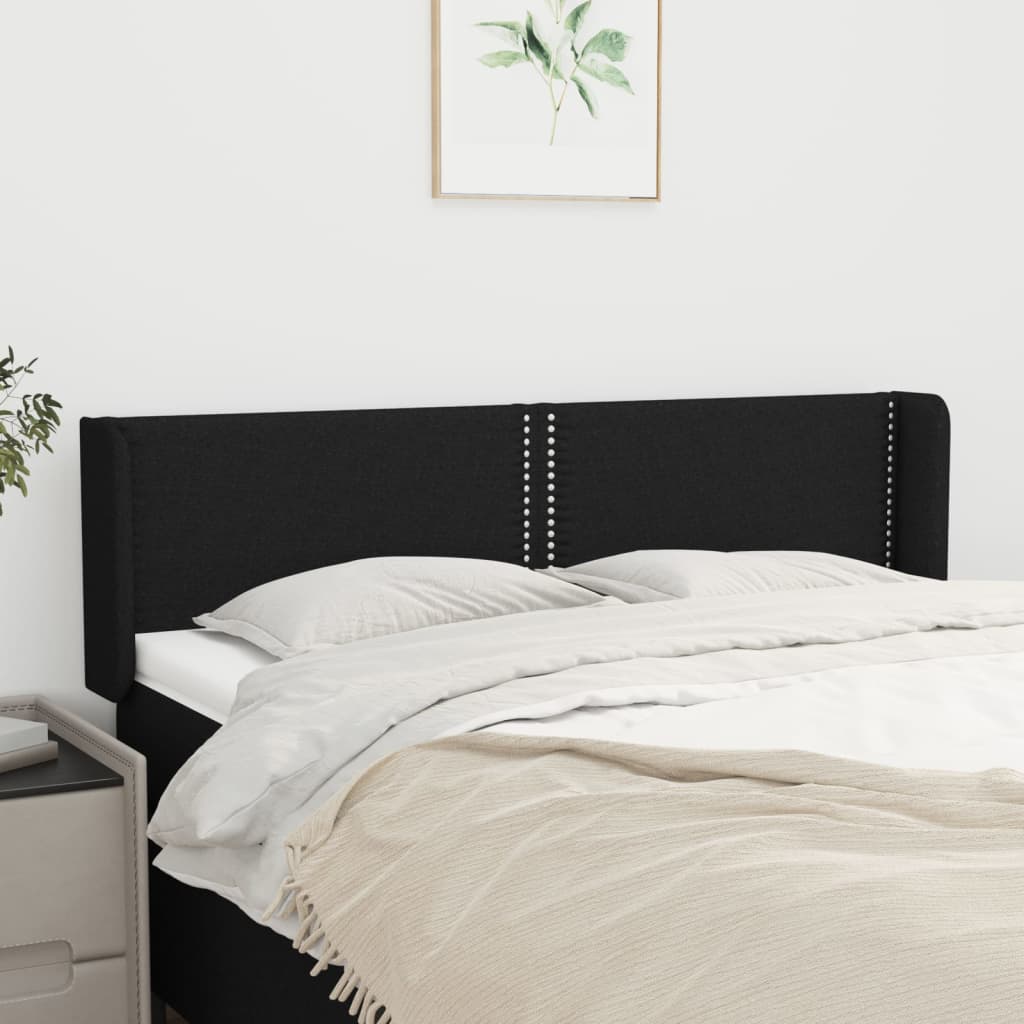 Cabeceira de cama c/ abas tecido 147x16x78/88 cm preto