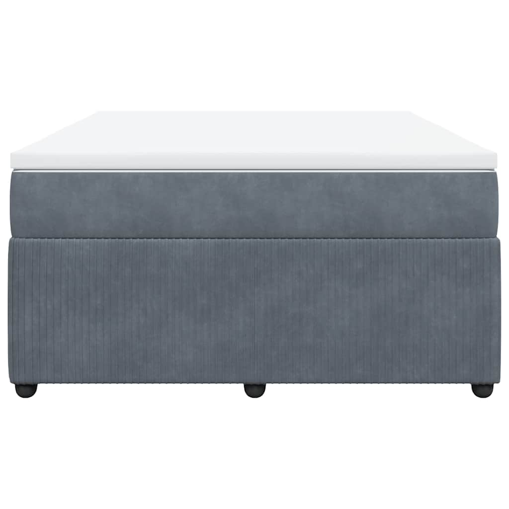 Cama com molas/colchão 140x190 cm veludo cinzento-escuro