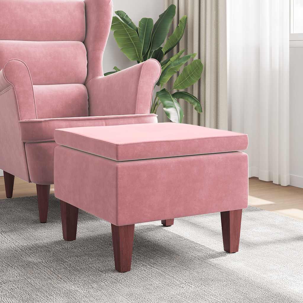 Banco com pernas de madeira veludo rosa