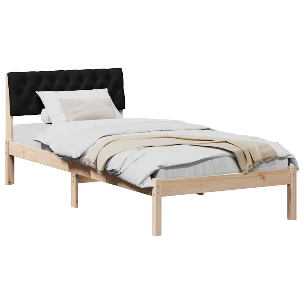 Estrutura da cama com cabeceira castanho e preto 90 x 200 cm