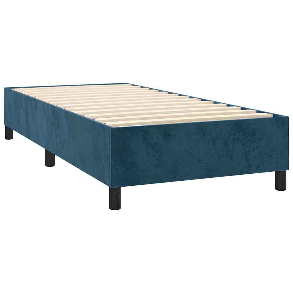 Cama com molas/colchão 80x200 cm veludo azul-escuro